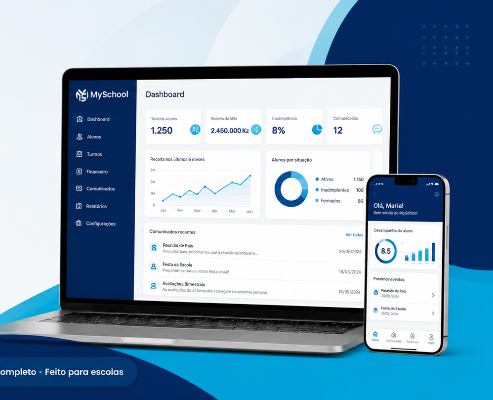 Dashboard MySchool - Interface de gestão escolar